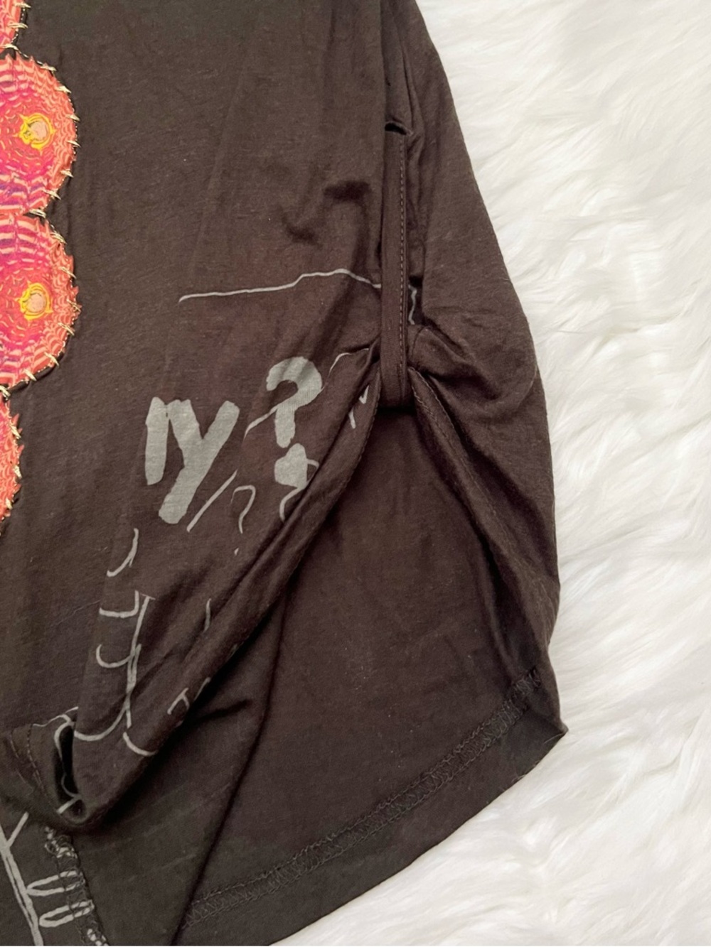 Desigual Brown Long Sleeve Tunic Top With Sequin Details & Sweater Sleeves - Picture 6 of 11